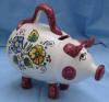 HUCHA DE CERDITO DECORADA CON FLORES