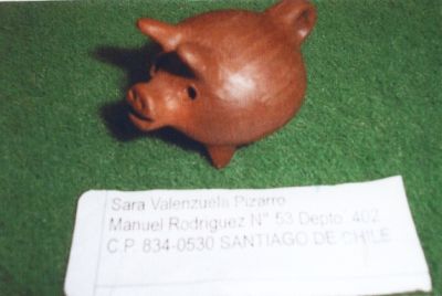 CERDITO ENVIADO POR SARA, DE SANTIAGO DE CHILE, COLECCIONISTA DE POSTALES